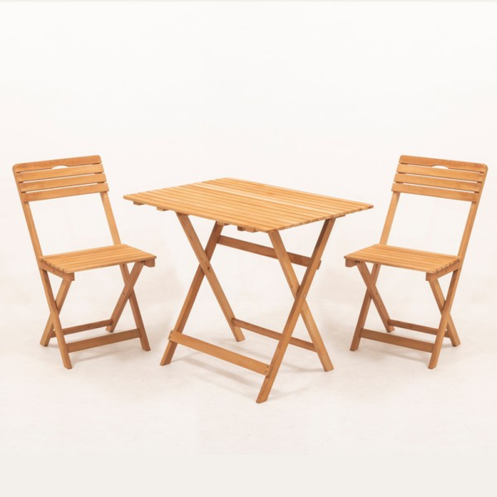 Meya Dekor Balkon Bahçe 60X80 cm Masa 3’lü Katlanabilir Bistro Set 2 Sandalye 1 Bahçe 60X80 cm Masa - Ahşap Bahçe Masası Fiyatı