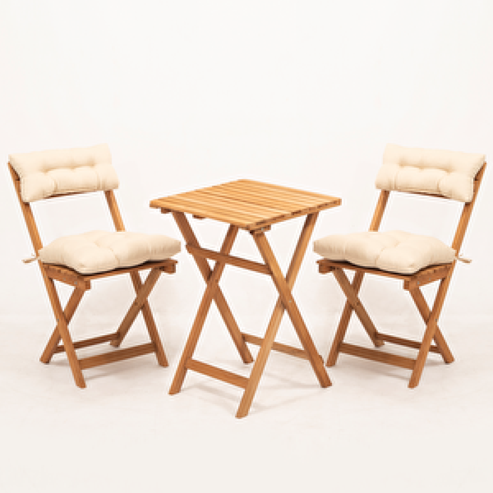 Meya Dekor Minderli Bistro Bahçe Balkon 50x50 cm Masa Takımı, Krem Bahçe Masası Fiyatı