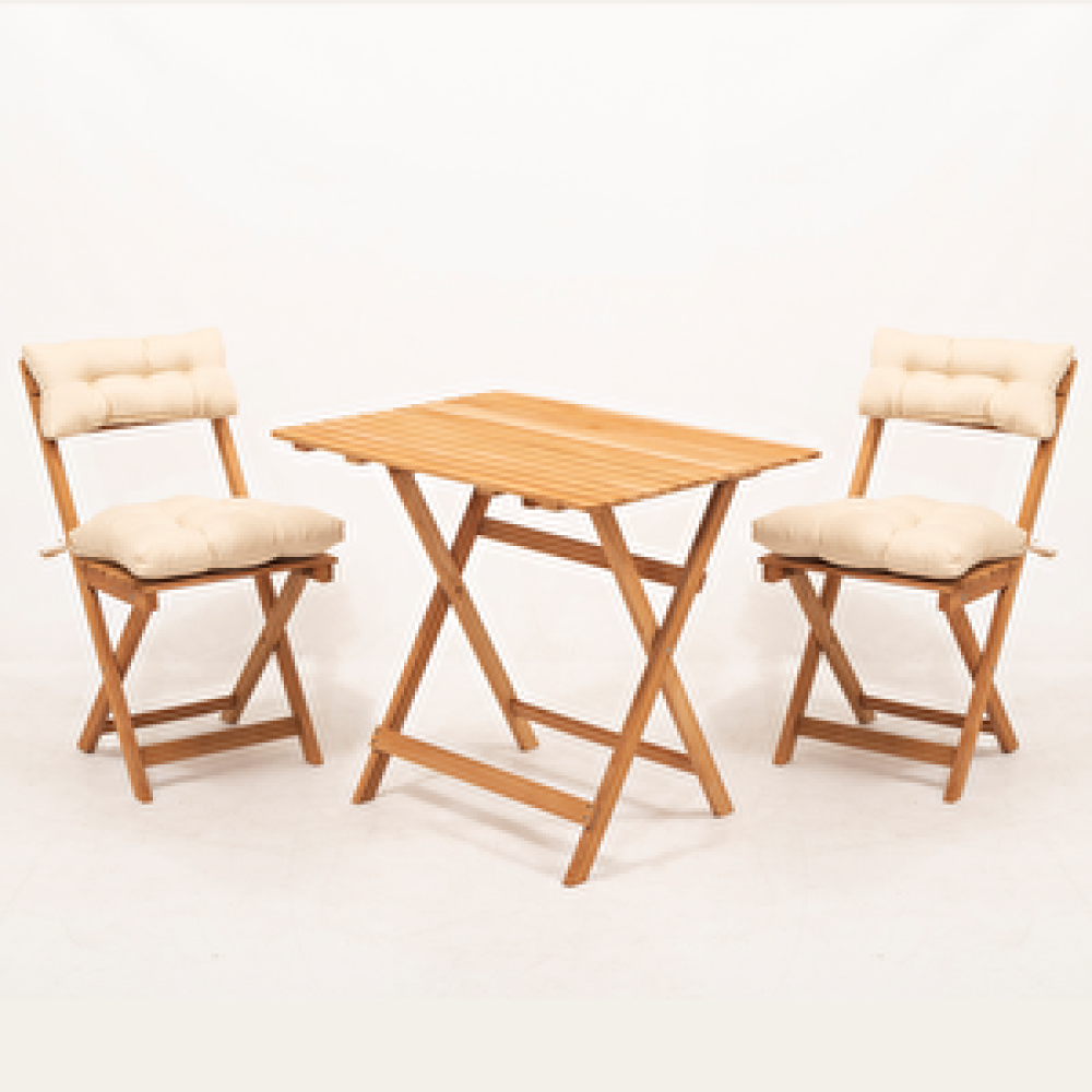 Meya Dekor Minderli Bistro Bahçe Balkon 60x80 cm Masa Takımı, Krem Bahçe Masası Fiyatı