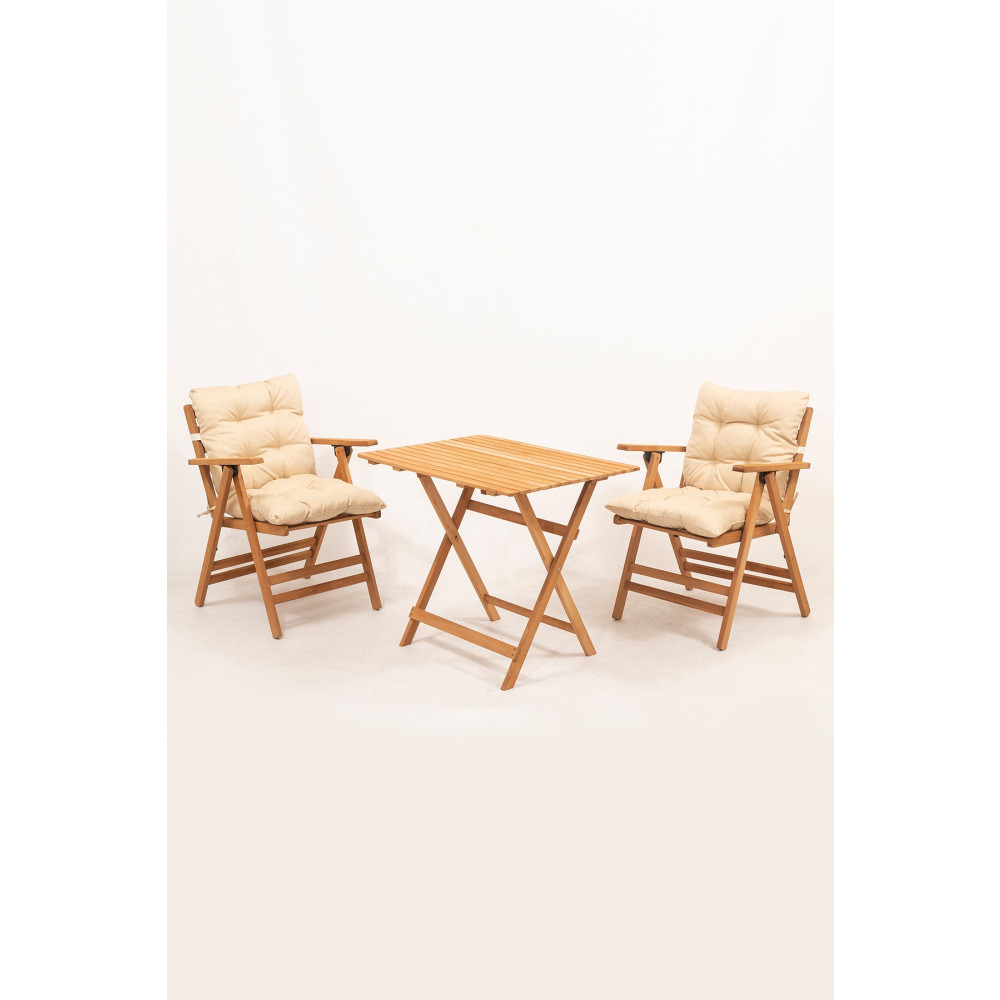 Meya Dekor Minderli Loretta Masa Sandalye Seti 2+1 Ahşap Bahçe Balkon Teras Katlanır Set 60x80 Masa Bahçe Mobilyası Takımı Fiyatı
