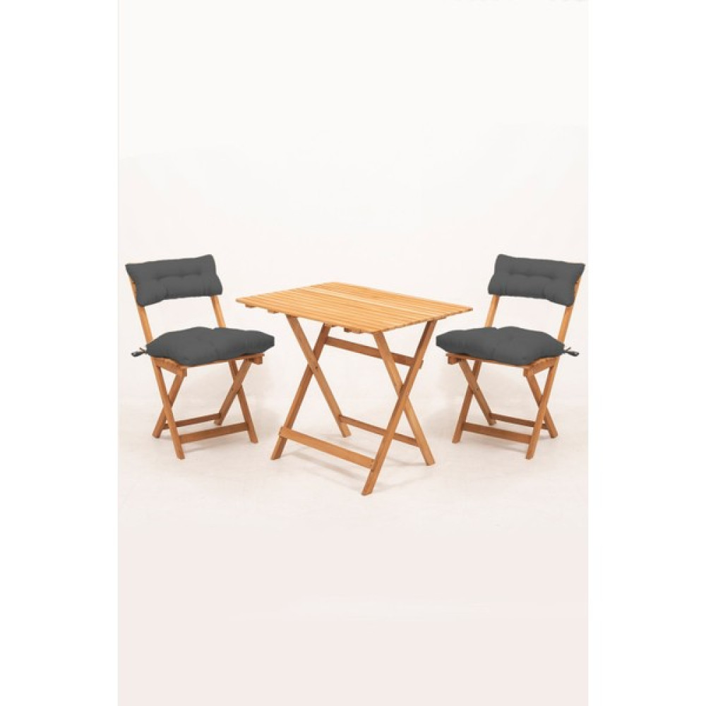 Meya Dekor Sırt ve Oturak Minderli Balkon Bahçe Mutfak 3'lü Bistro Set Katlanır Masa-Sandalye 60X80 Masalı - Ahşap - 60x80 cm Bahçe Masası Fiyatı
