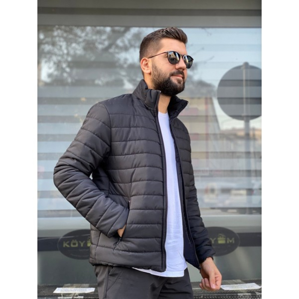 Meyasu Erkek Siyah Su Geçirmez Fermuarlı Şişme Mont Erkek Mont Fiyatı