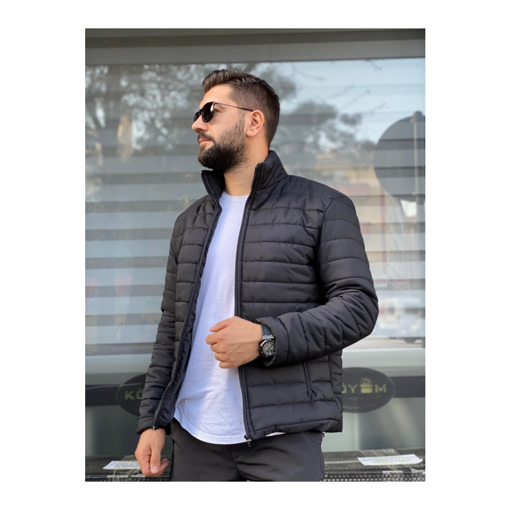 MEYASU Erkek Siyah Su Geçirmez Fermuarlı Slimfit Şişme Mont S Beden Bayan Mont Fiyatı