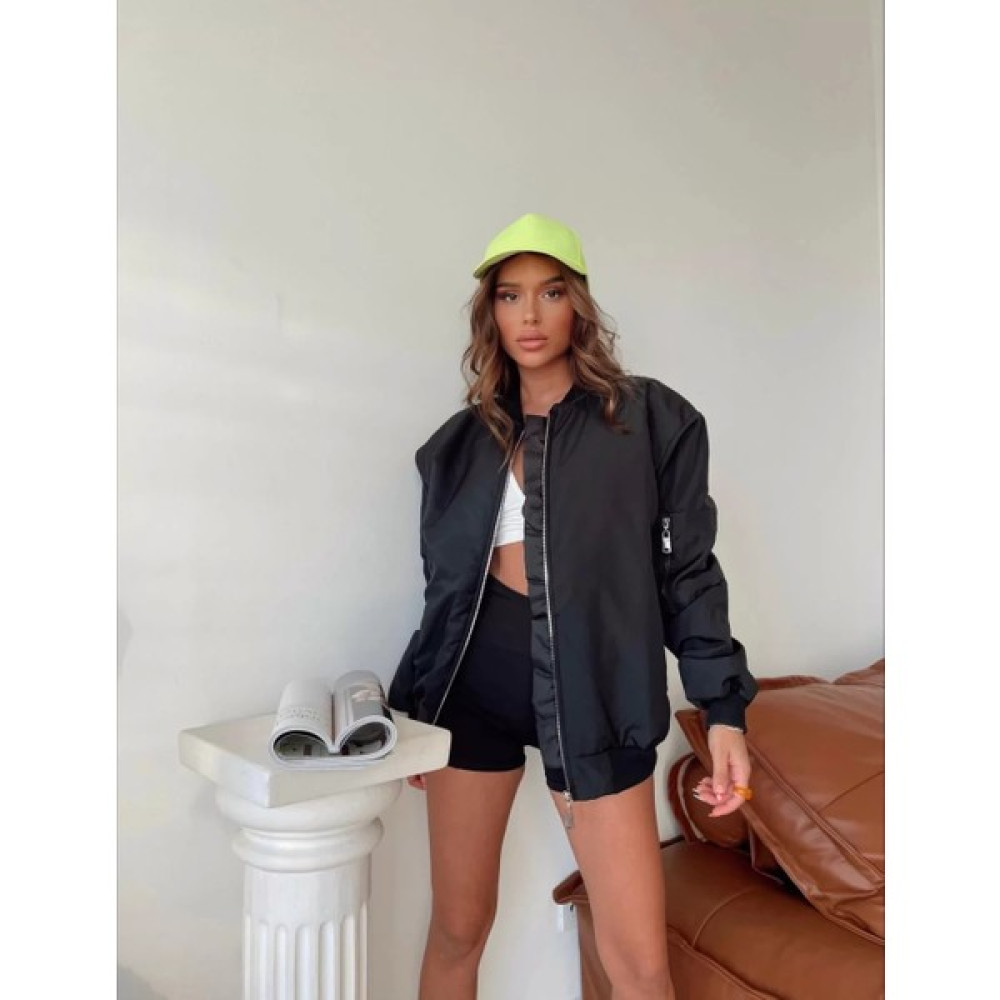 Meyasu Unisex Siyah Oversize Bomber Ceket Bayan Ceket Fiyatı