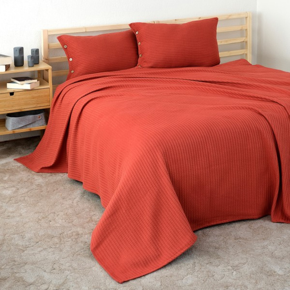 Meyn Collection Çok Amaçlı Hediyelik Çeyizlik Çift Kişilik Pike Yatak Örtüsü ve Yastık Kılıfı - Kiremit - 220 x 240 cm Yatak Örtüsü Fiyatı