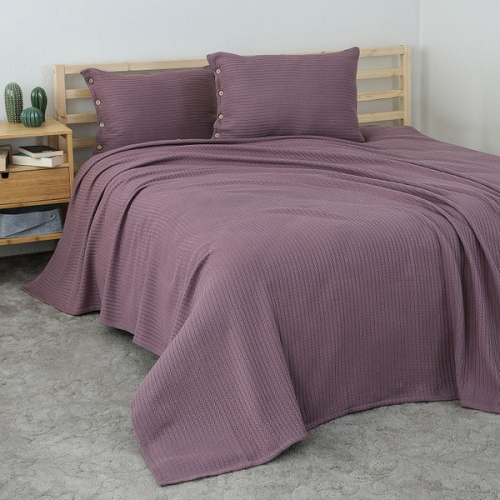 Meyn Collection Çok Amaçlı Hediyelik Çeyizlik Çift Kişilik Pike Yatak Örtüsü ve Yastık Kılıfı - Mor - 220 x 240 cm Yatak Örtüsü Fiyatı