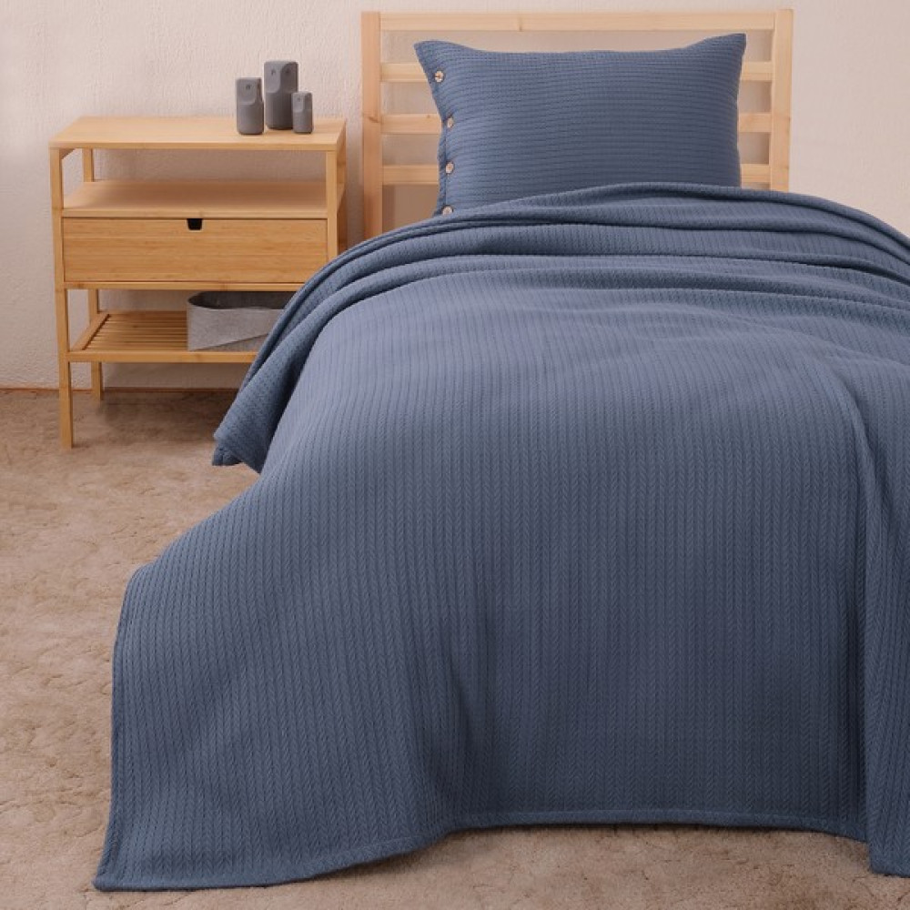 Meyn Collection Genç Odası Çok Amaçlı Tek Kişilik Pike Yatak Örtüsü ve Yastık Kılıfı - 160 x 230 cm - İndigo Yatak Örtüsü Fiyatı