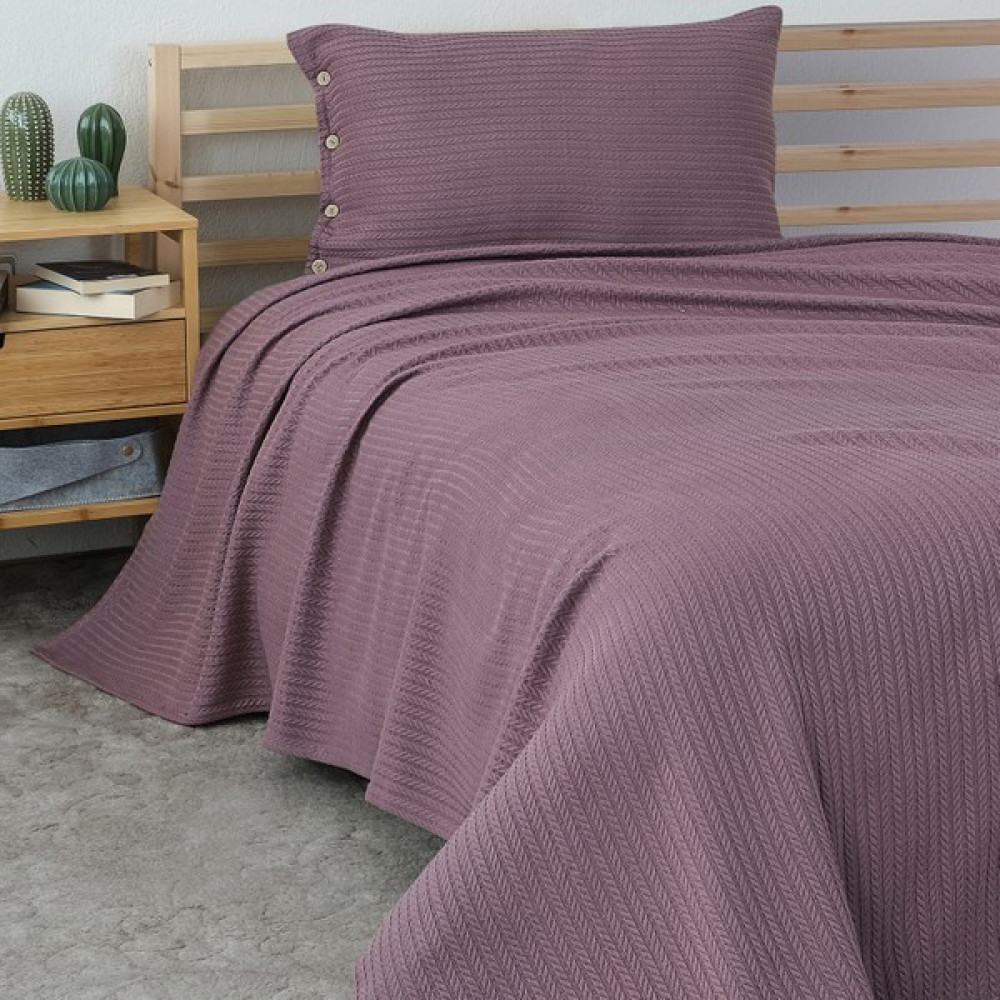 Meyn Collection Genç Odası Çok Amaçlı Tek Kişilik Pike Yatak Örtüsü ve Yastık Kılıfı - 160 x 230 cm - Mor Yatak Örtüsü Fiyatı
