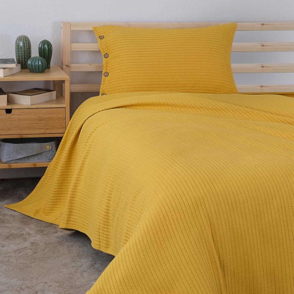 Meyn Collection Genç Odası Çok Amaçlı Tek Kişilik Pike Yatak Örtüsü ve Yastık Kılıfı - 160 x 230 cm - Sarı Yatak Örtüsü Fiyatı
