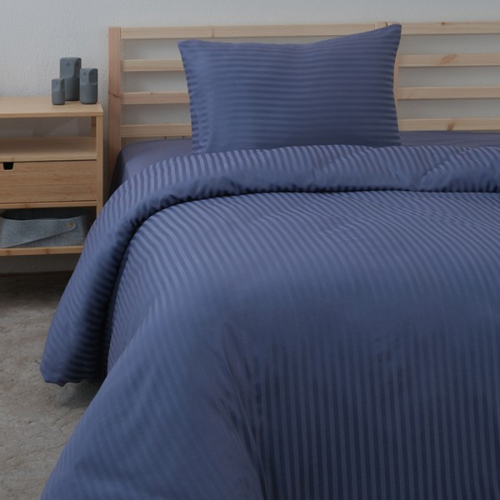 Meyn Collection Saten Tek Kişilik Çizgili Nevresim Takımı - Lacivert - 160 x 200 cm Nevresim Takımı Fiyatı