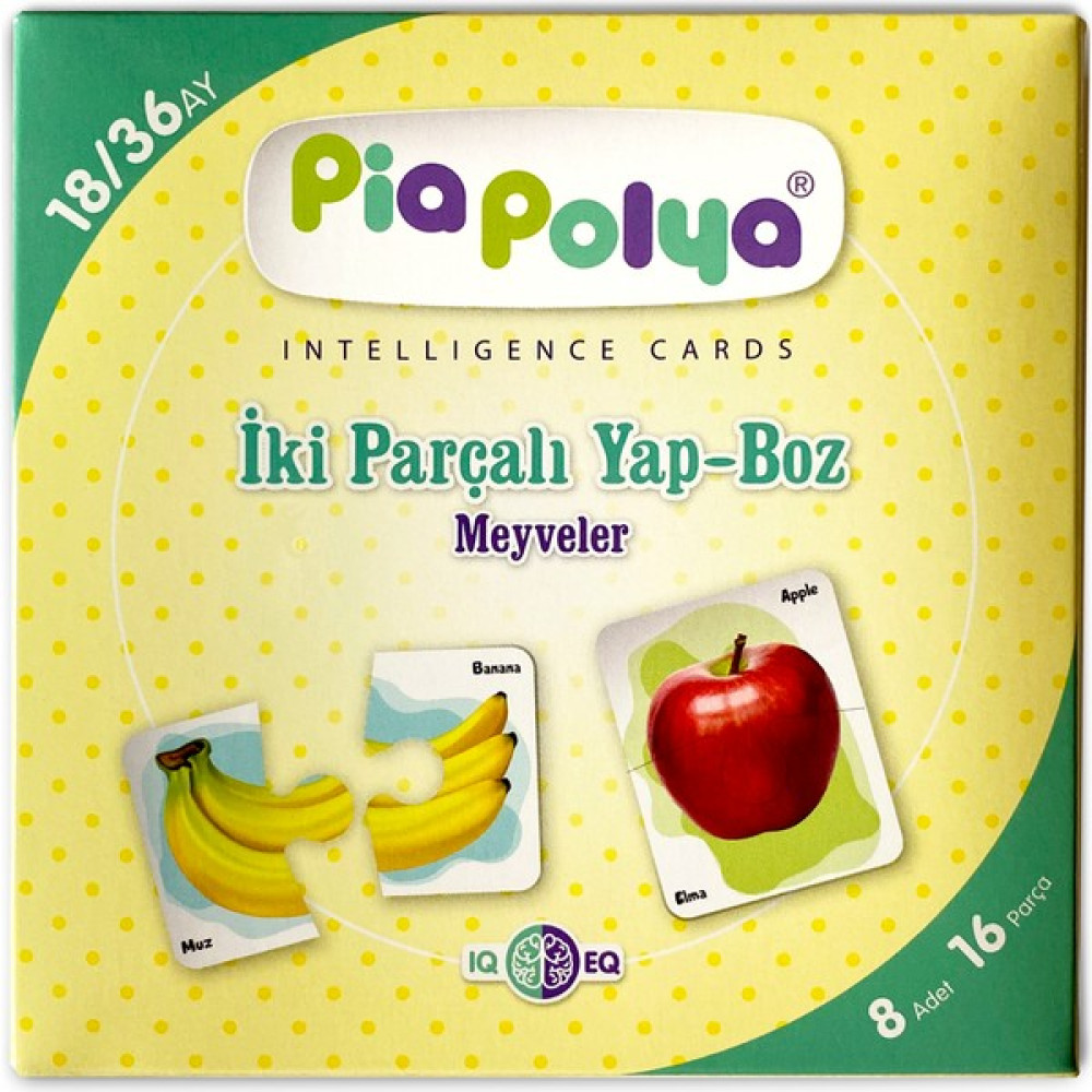 Meyveler ve Sayılar | Iki Parçalı Yapboz | Sayılar | 8 Grup | 16 Parça | Mukavva Eğitici Oyuncak Fiyatı