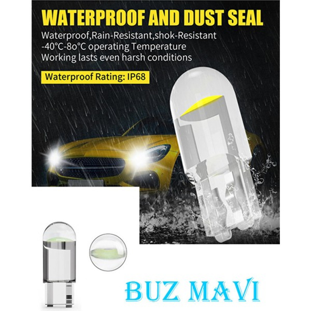 Meyzone Yeni Nesil T10 LED Dipsiz W5W Buz Mavi ( Ice Blue ) Park Tavan Plaka Ampülü - Beyaz - Mavi Led Aydınlatmalar Fiyatı