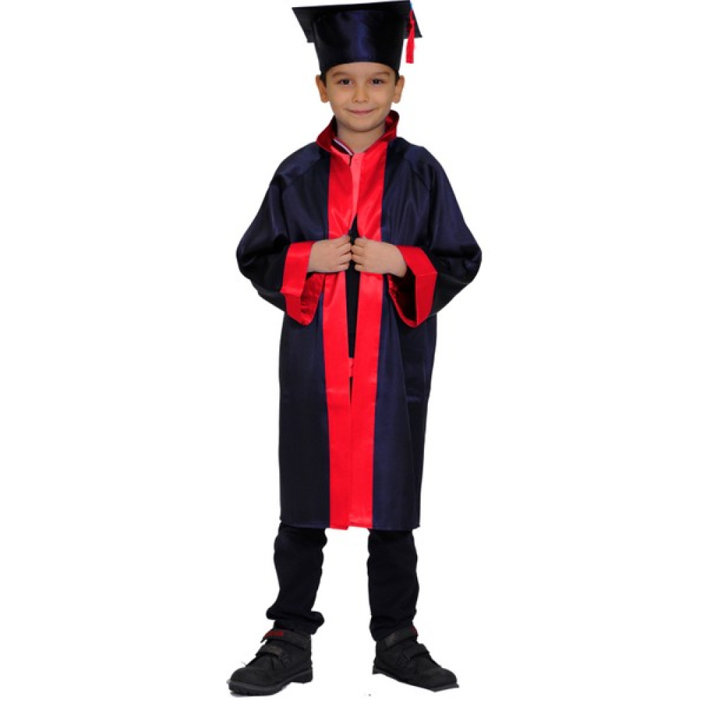 Mezuniyetshop Mezuniyet Kep Cübbe Ilkokul Lacivert Kırmızı - Standart - Lacivert - Kırmızı Oyuncak Fiyatı
