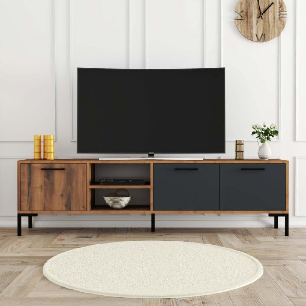 Mezza Aurora (Metal Ayakli) Tv Unitesi Hat - Antrasit 1590 Tv Ünitesi / Sehpası Fiyatı
