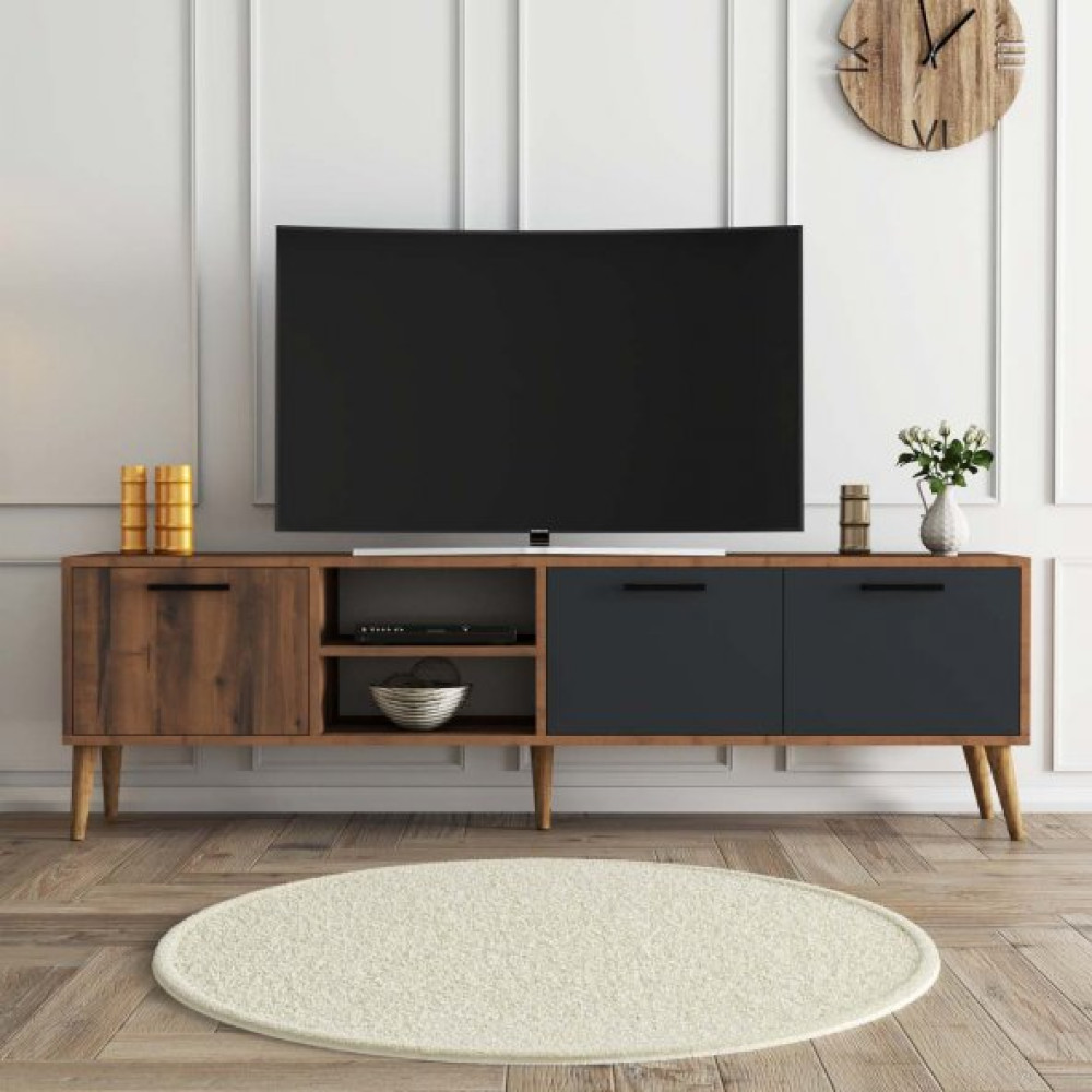 Mezza Exxen 180 Cm (Ahsap Ayakli) Tv Unitesi Hat - Antrasit 1581 Tv Ünitesi / Sehpası Fiyatı