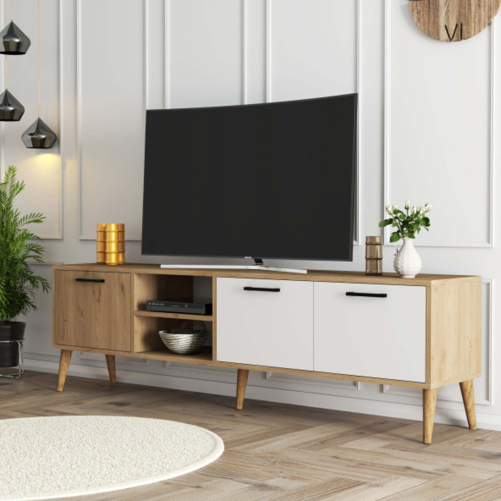Mezza Exxen 180 Cm (Ahsap Ayakli) Tv Unitesi Sepet-Beyaz 1585 Tv Ünitesi / Sehpası Fiyatı
