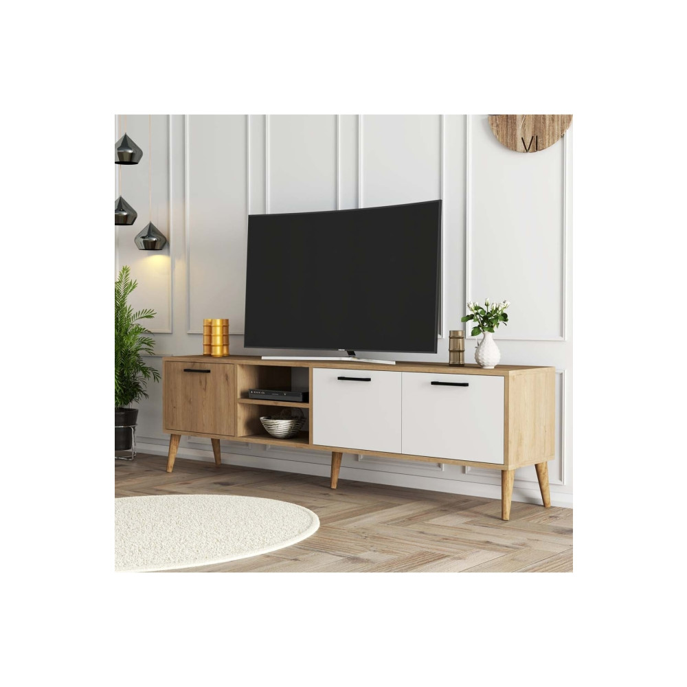 Mezza Exxen 180 cm Ahşap Ayaklı Tv Ünitesi Sepet Beyaz Tv Ünitesi / Sehpası Fiyatı