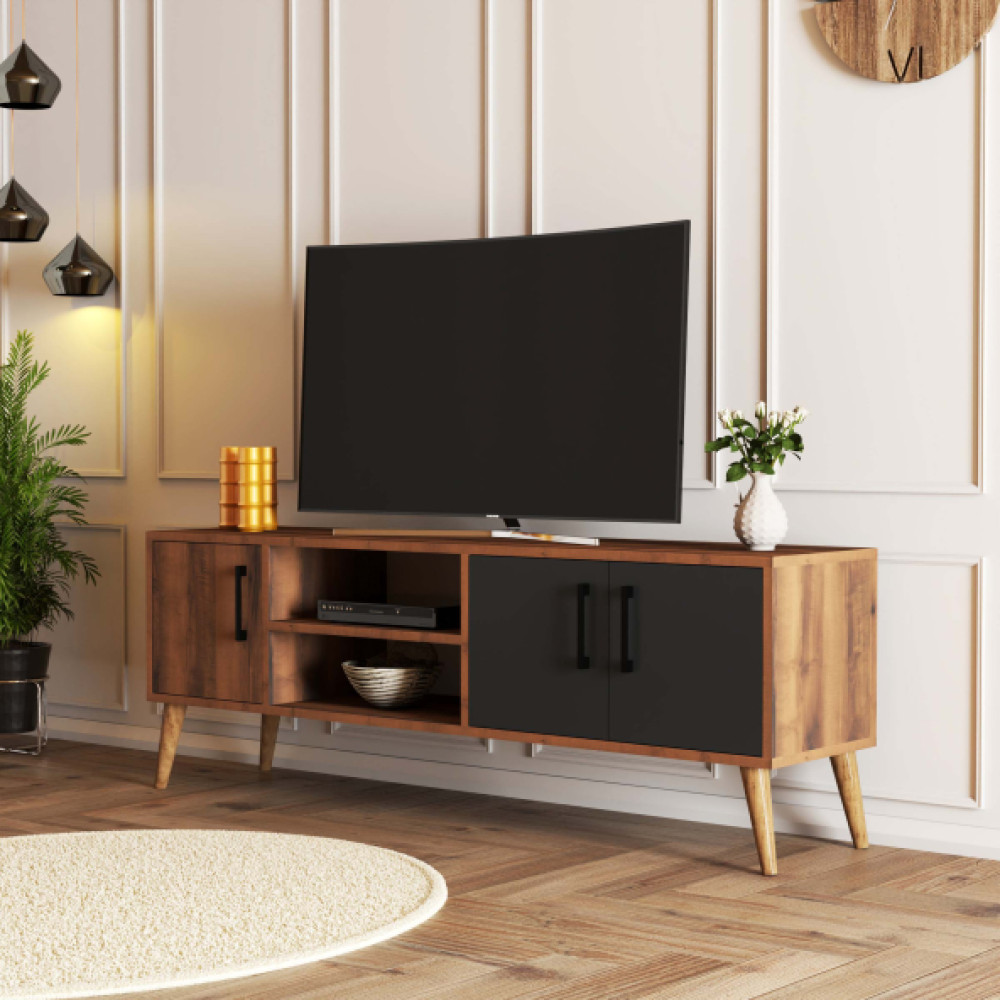 Mezza Exxen (Ahsap Ayakli) Tv Unitesi Hat - Antrasit 1580 Tv Ünitesi / Sehpası Fiyatı