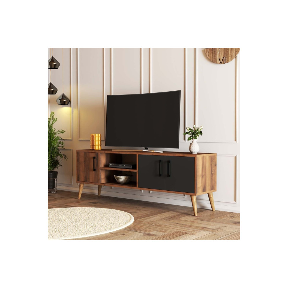 Mezza Exxen (ahşap Ayaklı) Tv Ünitesi Hat - Antrasit Tv Ünitesi / Sehpası Fiyatı