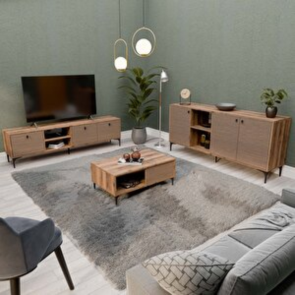 Mezza Vision Tv Ünitesi - Orta Sehpa - Konsol Seti Hat - Kaplan Set 1360-2090-1680 Tv Ünitesi / Sehpası Fiyatı