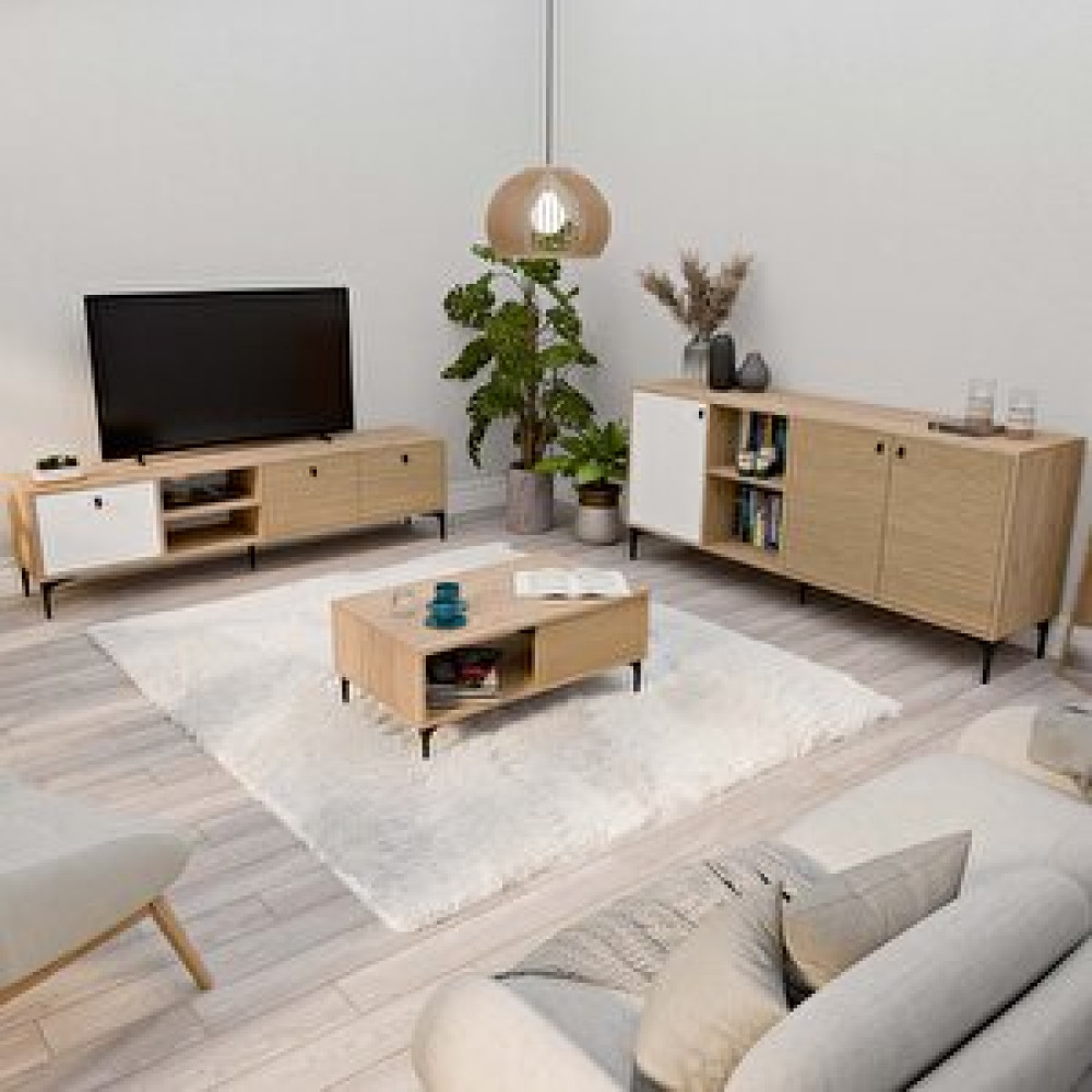 Mezza Vision Tv Ünitesi - Orta Sehpa - Konsol Seti Sepet - Yunus - Beyaz Set 1366-2092-1686 Tv Ünitesi / Sehpası Fiyatı