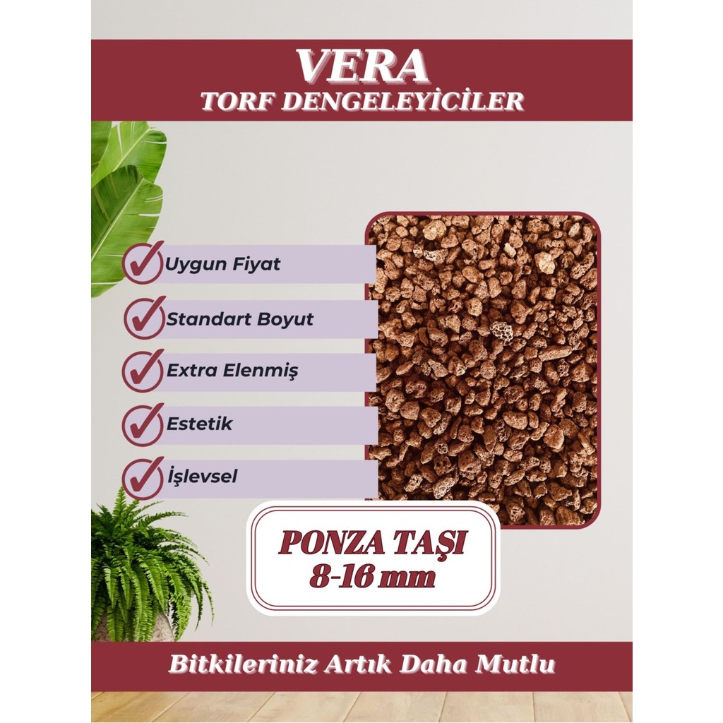 MF Botanik Kırmızı Ponza Taşı 8-16 mm 5 Litre Volkanik Cürüf Ponza Lav Kırığı Bitki Fiyatı