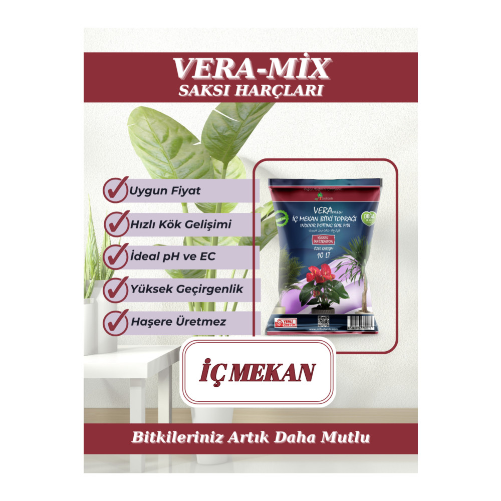 MF Botanik Vera Özel Karışım Iç Mekan Bitki Toprağı 10 Litre Çiçek Toprağı Toprak Harcı Bitki Fiyatı