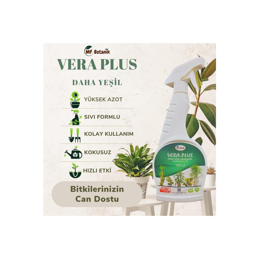 MF Botanik Vera-plus Daha Yeşil Yapraklar Için Özel Sprey Sıvı Bitki Besini 500 ml Bitki Fiyatı