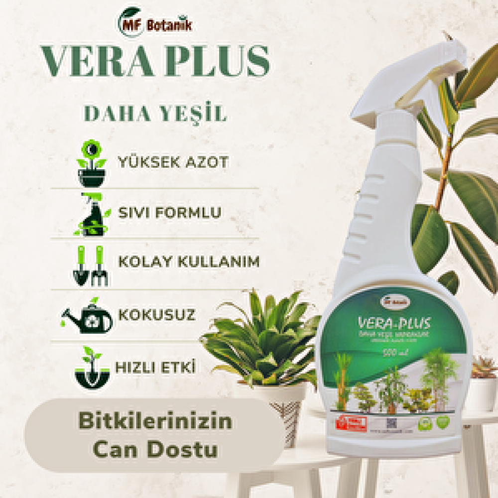 MF Botanik Vera-plus Daha Yeşi̇l Yapraklar İçi̇n Özel Sprey Sivi Bi̇tki̇ Besi̇ni̇ 500 Ml Gübre Fiyatı
