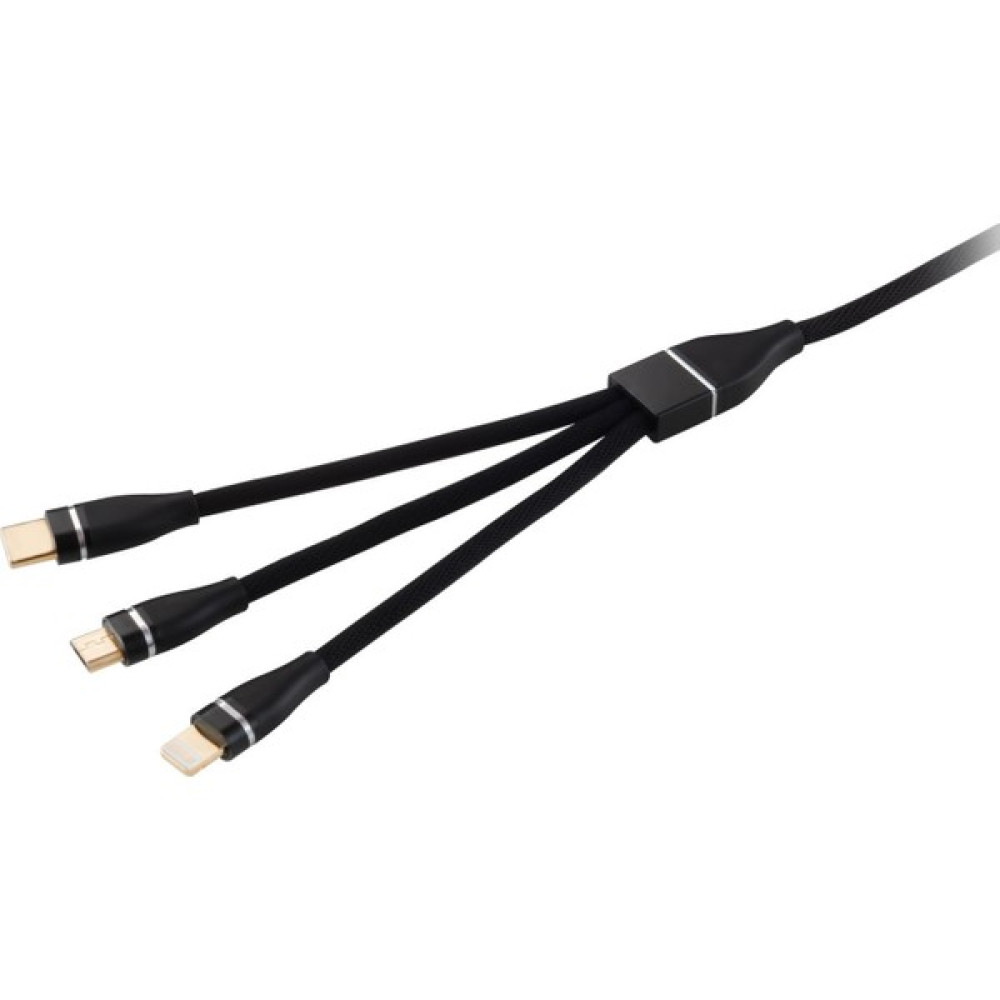 MF Product Jettpower 0060 Metal Başlıklı Örgülü 3 in 1 Hızlı Şarj Kablosu 1.2 m Siyah Cep Telefonu Kablosu Fiyatı