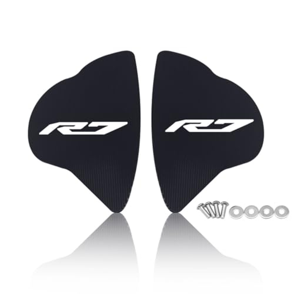 MFGZD Motorcyle Mirror Block Off Base Plate,2 PCS CNC Aluminum Replacement Mirror Block Off Plates Compatible with R6 R7 2017-2024 (Black, R7)