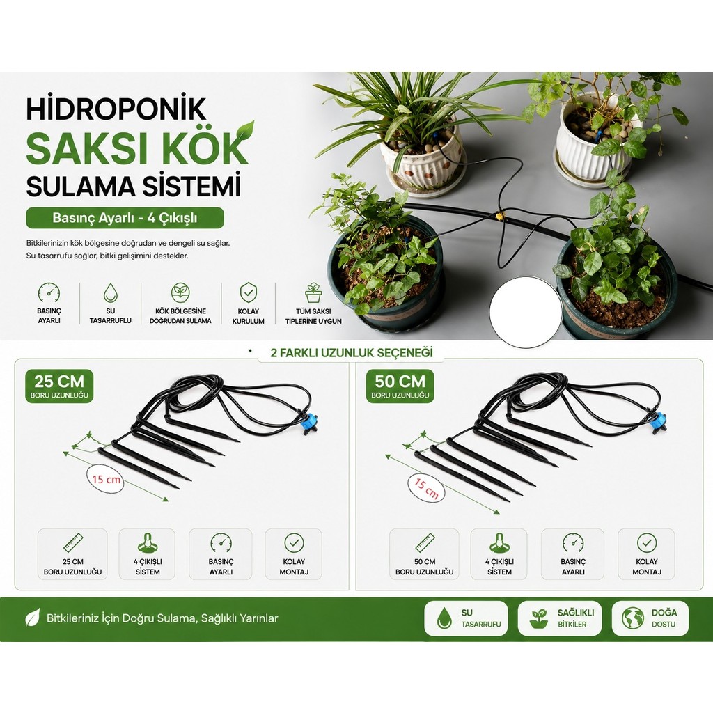 Mgf Plast 10 Takım (40 Saksı) / (25cm Boru Uzunluk) / Hazır Saksı Damla Sulama Seti 5mm Hortumlu 4’lü Ahtapot Kök Sulama Sistemi Saksı ve Aksesuarları Fiyatı