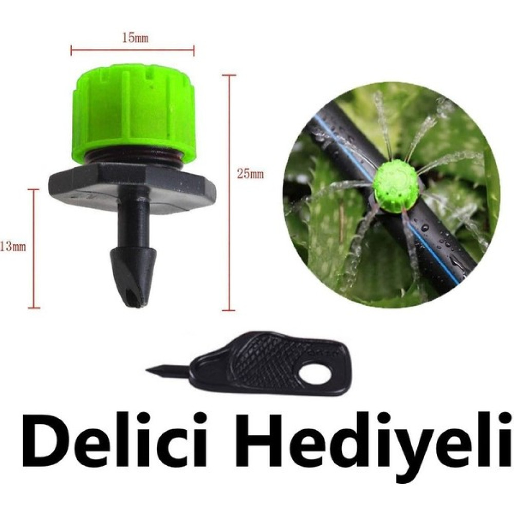 Mgf Plast 500 Adet Yeşil Debi Ayarlı Hat Üstü Damla Sulama Damlatıcısı (0LT-100LT) Sulak Fiyatı