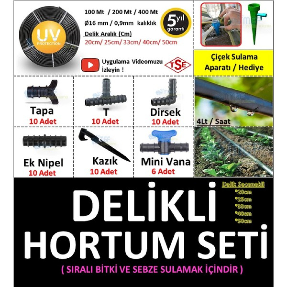 Mgf Plast Mgf 16MM Damla Sulama Sistemi Hortumu Borusu ve Ek Parçaları Seti (Mt. Seçeneklidir) - 400 mt / 20 cm Bahçe Malzemeleri Fiyatı