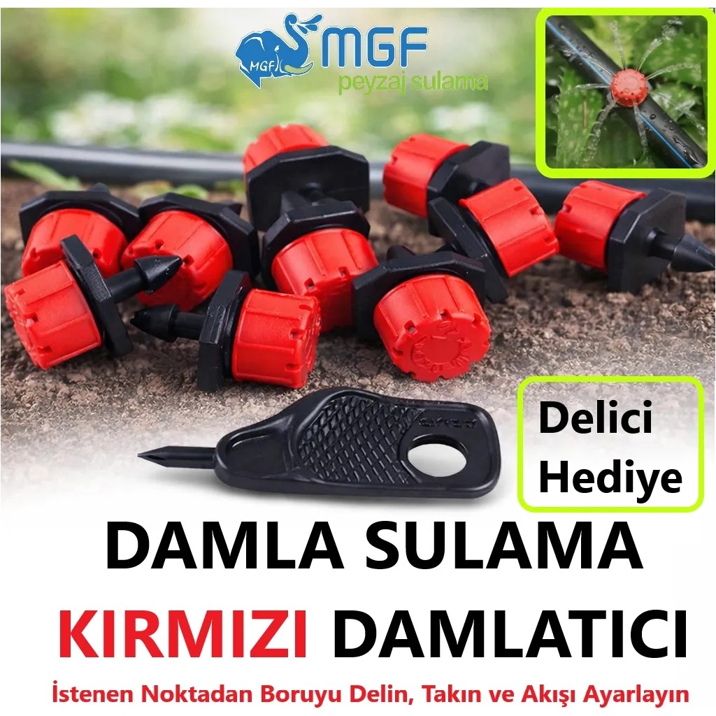 Mgf Plast Mgf 250 Adet Damla Sulama Kırmızı Debi Ayarlı Hatüstü Damlatıcı Meme Hortum Aparatı Diğer Fiyatı