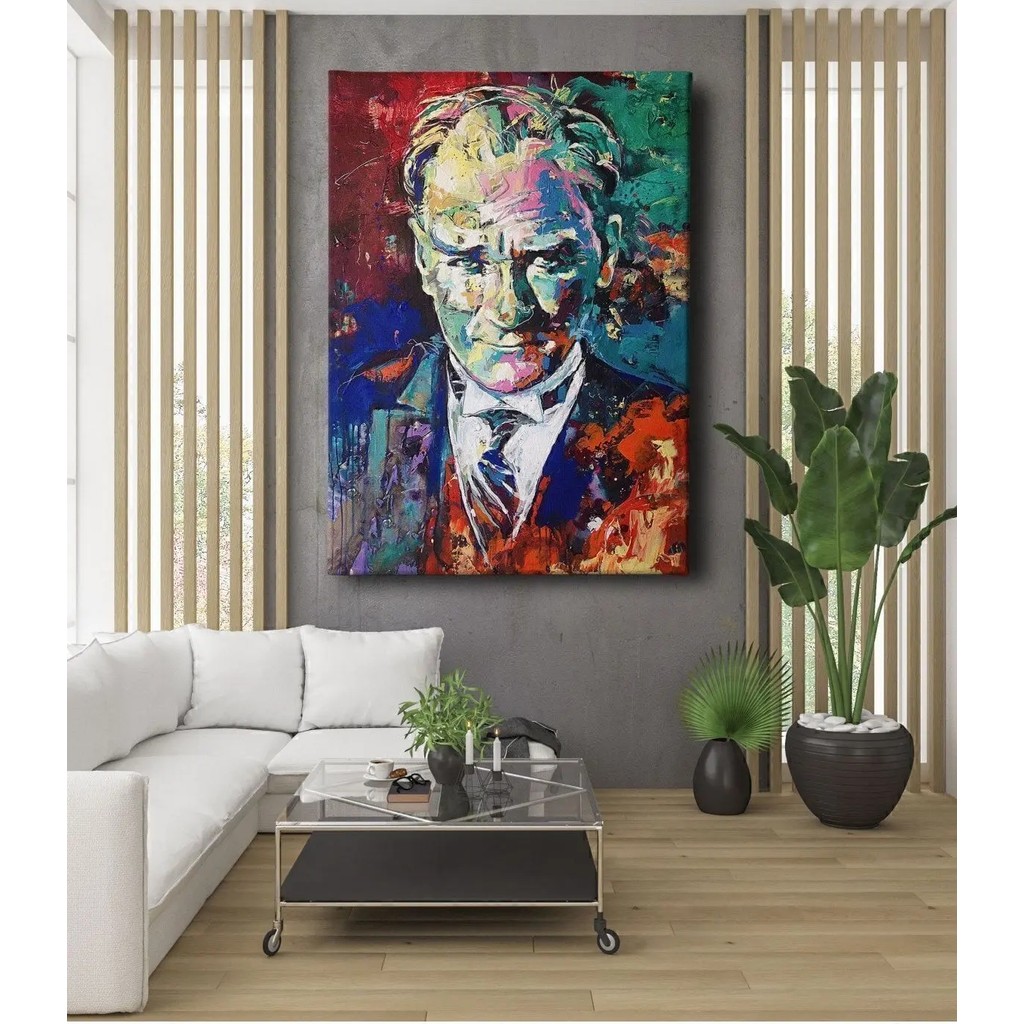Mgi Design Dekor Ofisi Yağlı Boya Görünümlü Mustafa Kemal Atatürk Portresi Dekoratif Kanvas Tablo - 50 x 70 - 001-Renkli Kanvas Tablo Fiyatı