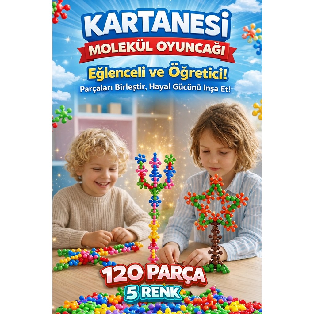 M&H Kar Tanesi Eğitici Yaratıcı Molekül Stem Eğitimi Uyumlu 5 Renk 120 Parça Eğitici Oyuncak - Çok Renkli Anne Bebek Oyuncak Fiyatı