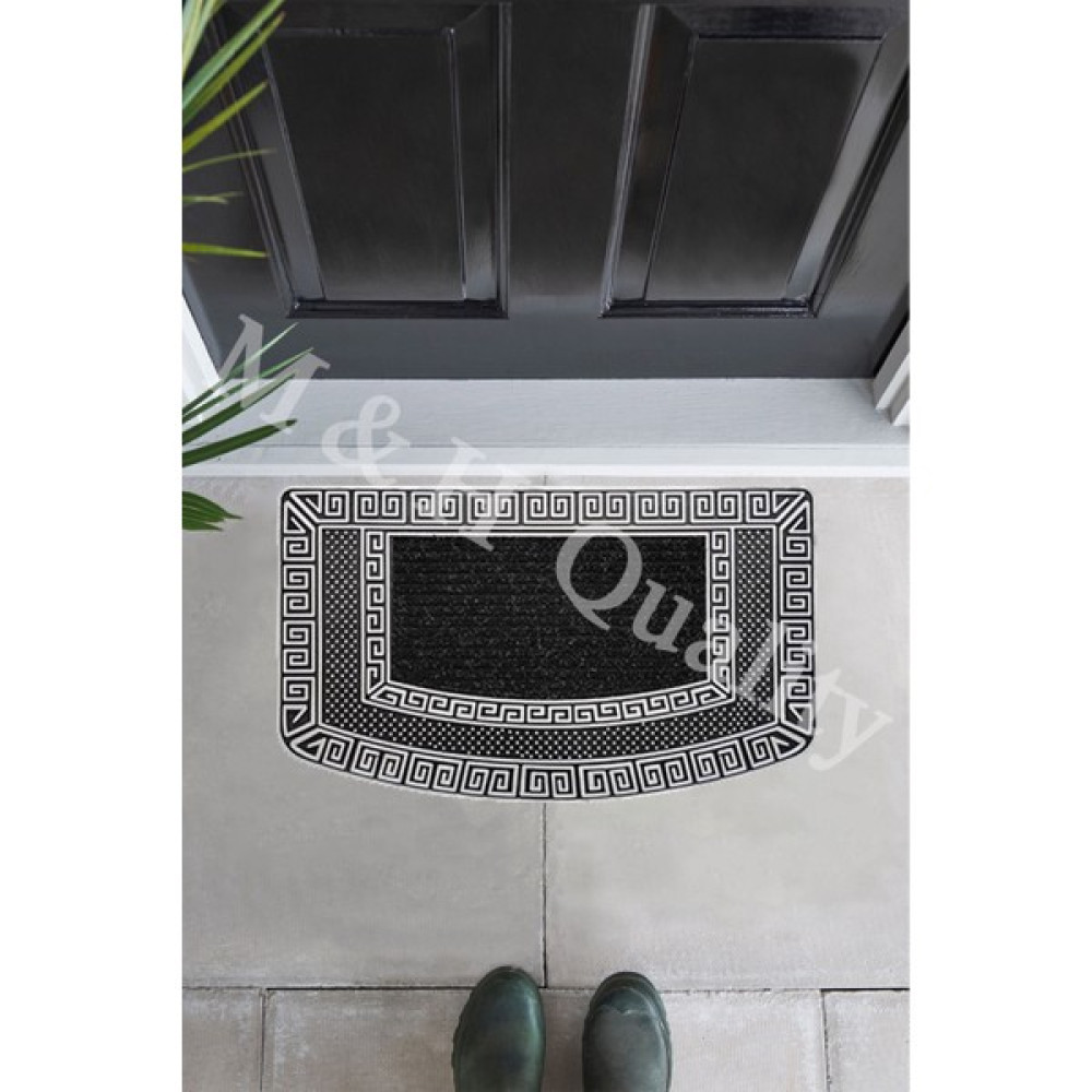 M&H Quality Dekoratif Versace Model Dış Kapı Önü Paspası Yıkanabilir Toz Alıcı Halı - Gümüş - 45 x 70 cm Paspas Fiyatı