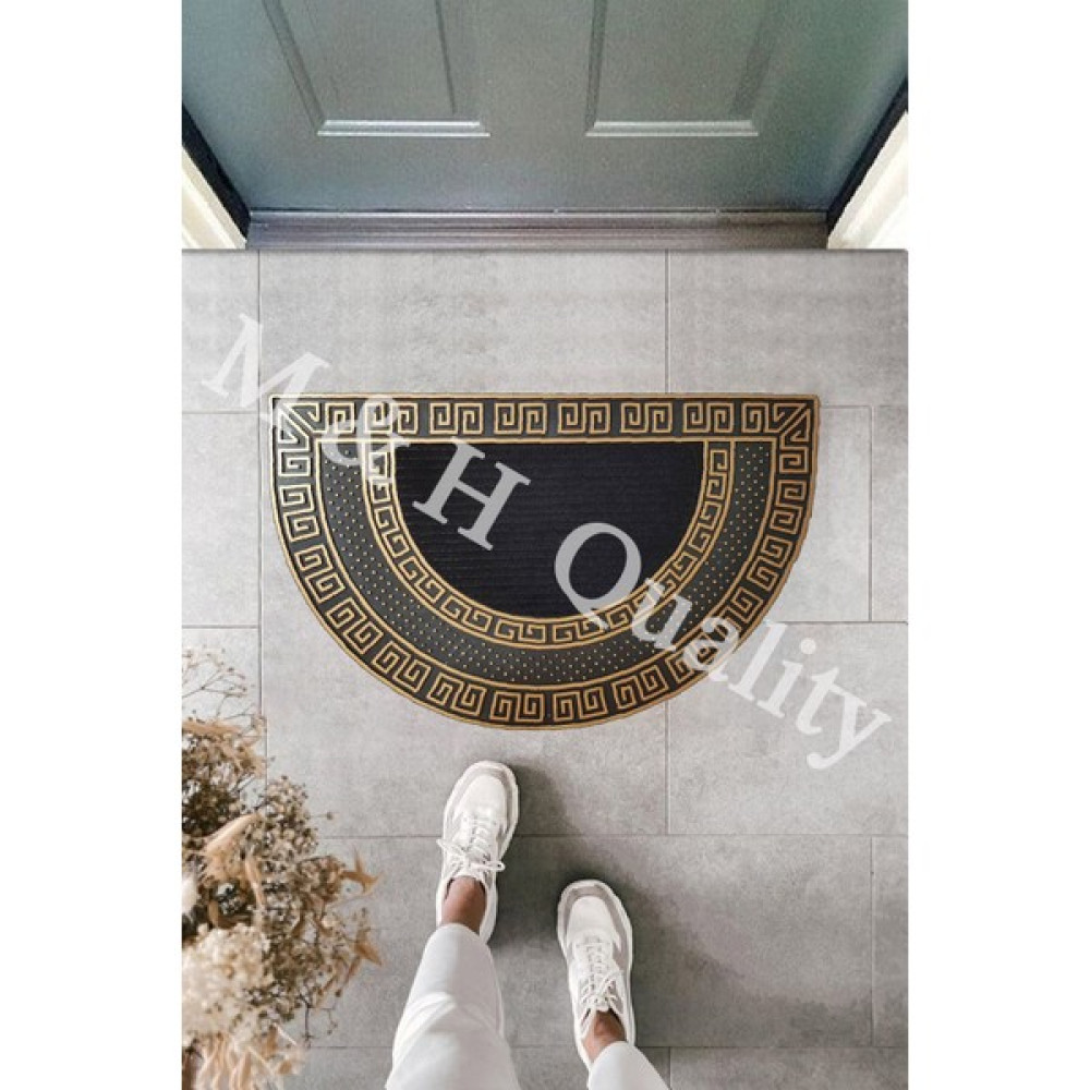 M&H Quality Dekoratif Yarım Ay Versace Model Kapı Önü Paspası Yıkanabilir Toz Alıcı Halı - Gold - 45 x 70 cm Paspas Fiyatı