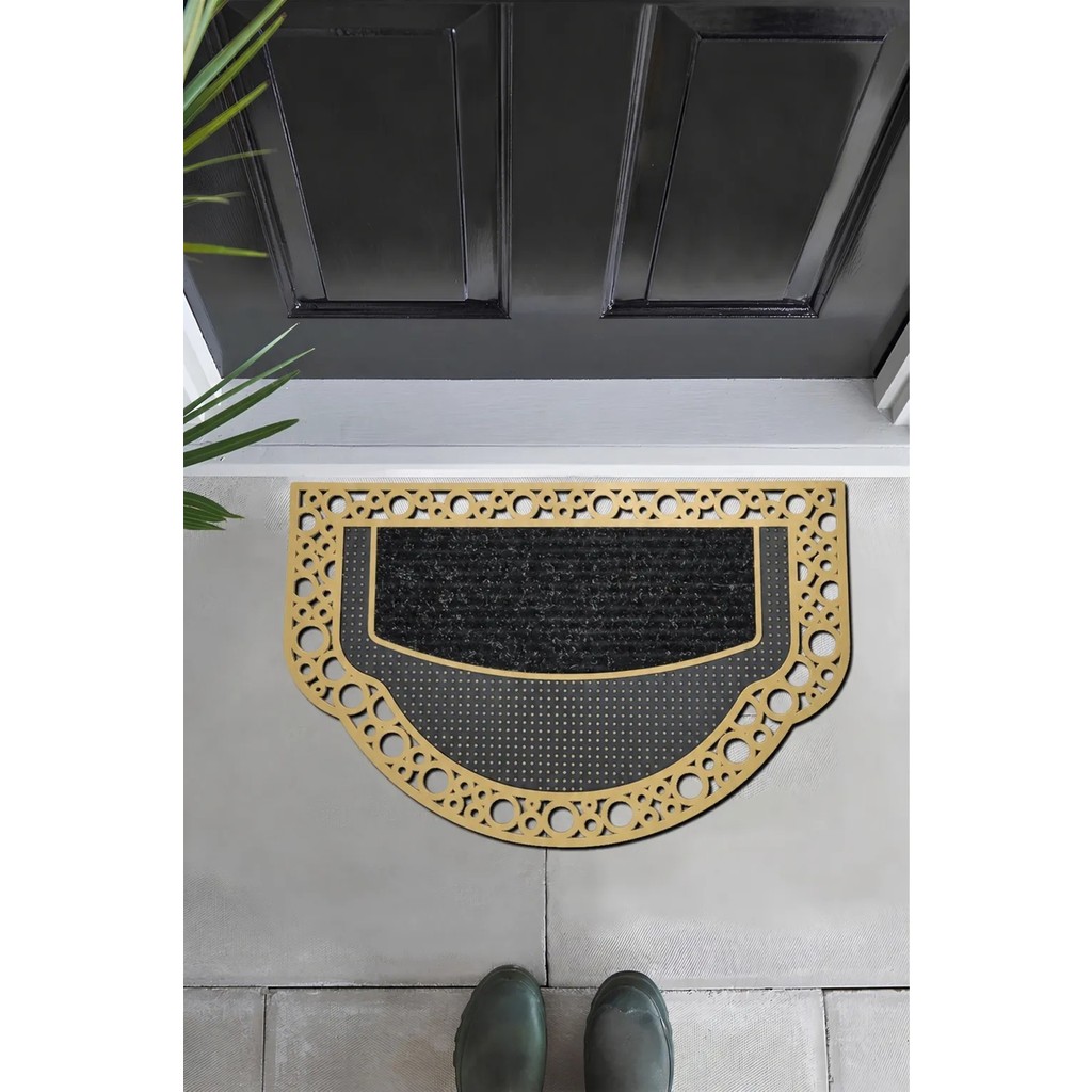 M&H Yarım Ay Modeli Welcome Yazlı Kapı Önü Paspası - 45 x 70 cm - Gold Araca Özel Paspaslar Fiyatı