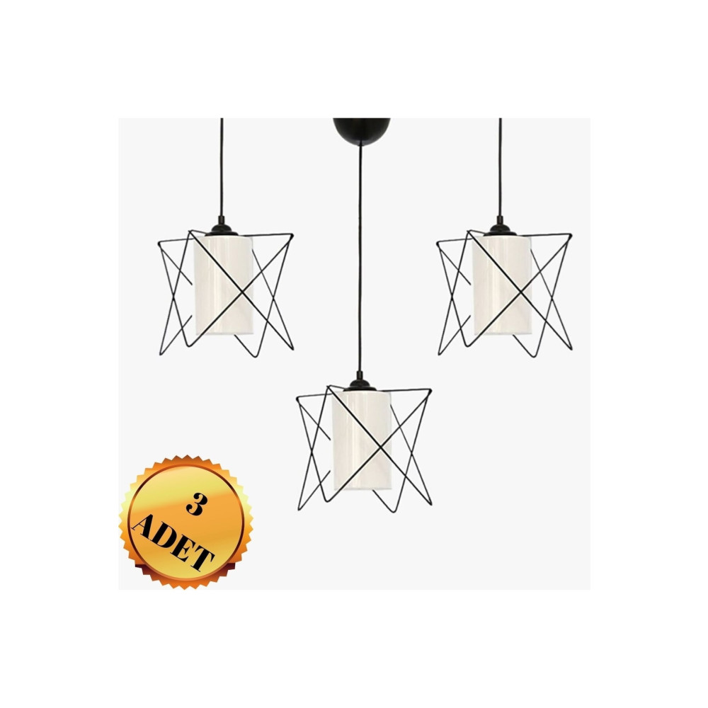 MHK Collection 3 Adet Siyah Metal Beyaz Mika Camlı Salon Mutfak Banyo Yatak Odası Çocuk Odası Antre Avize Avize Fiyatı