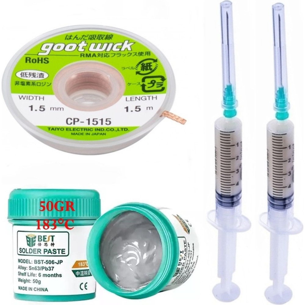 MHM BST-509-JP Krem Lehim Sıvı Lehim Solder Paste 50GR Lehim Emme Temizleme Teli 1,5mm Lehim & Havya Fiyatı