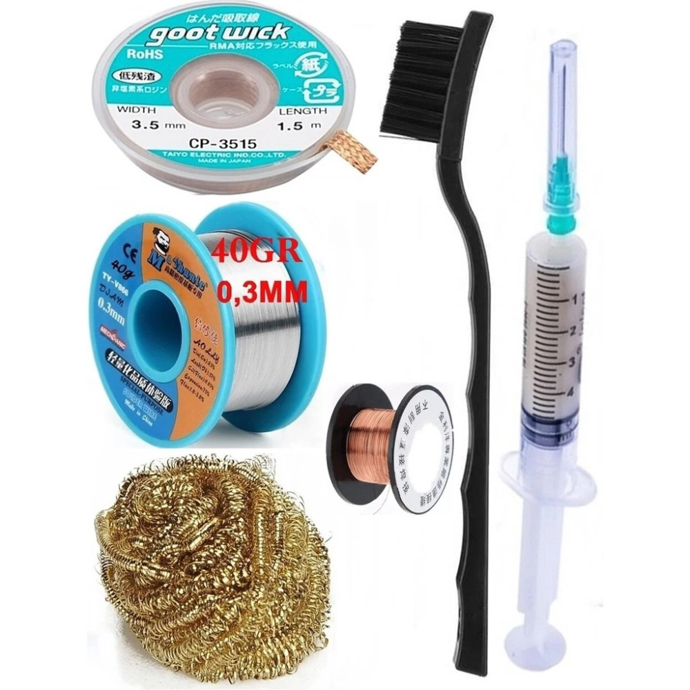 MHM Mechanic/ Lehim 40G 0,3mm Havya Ucu Temizleme Teli Lehim Toplama CP-3515 Emme Teli 3,5mm Lehimleme SET013 Lehim & Havya Fiyatı