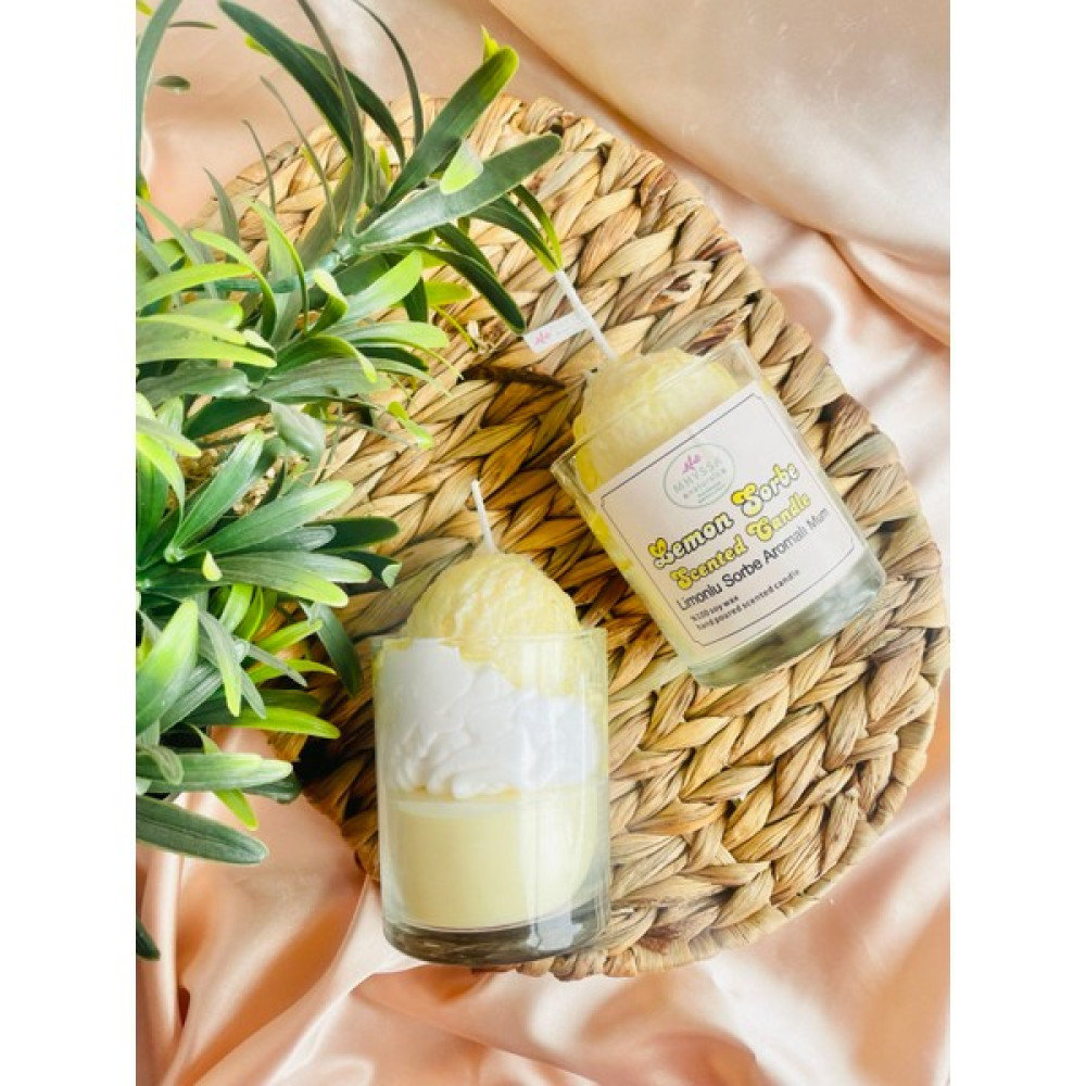 Mhyssa Natural Limonlu Sorbe Aromalı Dekoratif Bardak Mum- Lemon Sorbe Scented Decorative Candle - 1 Adet Dekoratif Mum Fiyatı