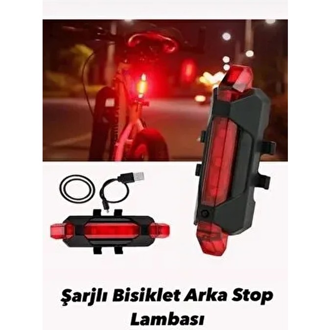 Mi-Ça Home Bisiklet Arka Stop Lambası - USB Şarjlı, 4 Modlu Su Geçirmez Fonksiyonel Çakar Ikaz Işığı Bisikletler Fiyatı