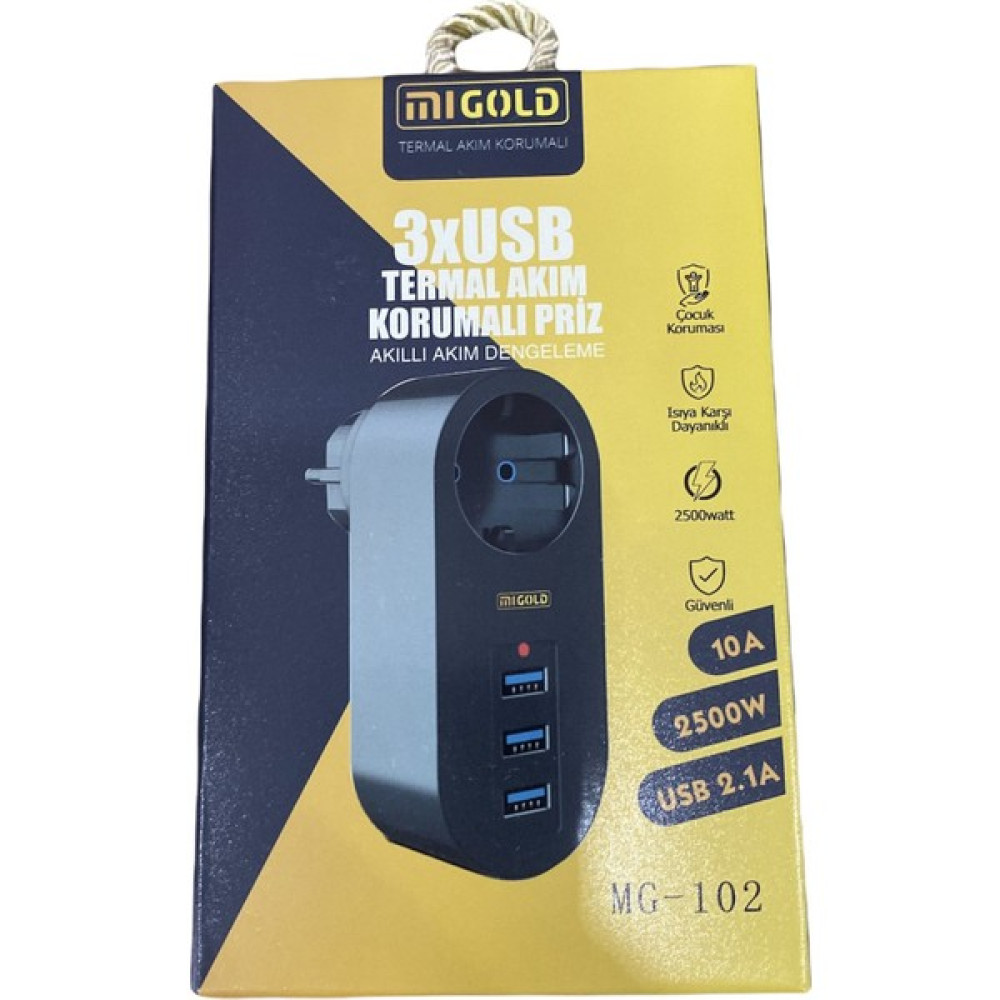 Mi Gold Akım Korumalı Tekli Priz - Akıllı Akım Dengeleme - 3xusb - Isıya Karşı Dayanıklı Prizler Fiyatı