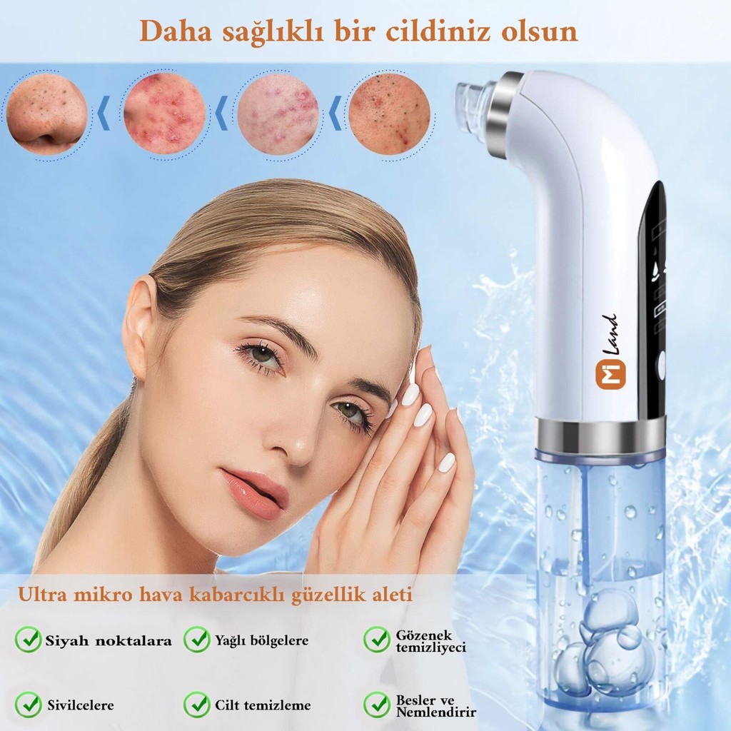 Mi Land Miland Hydra (Su/serum) Sterilizasyonlu Vakumlu Vakumlu Cilt Gözenek Siyah Nokta Temizleyici 6 Başlıklı Diğer Fiyatı