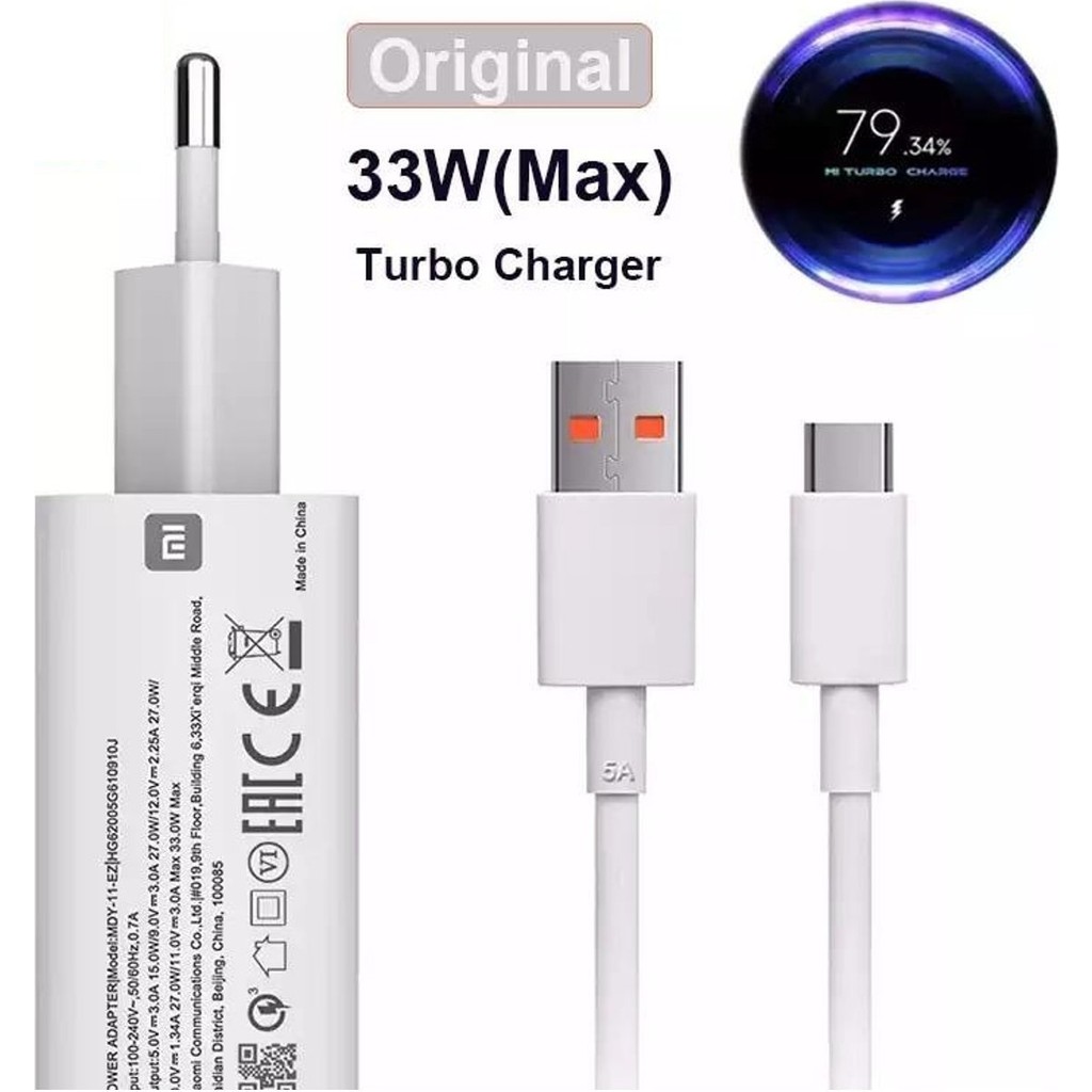 MI Xiaomi Redmi Note 9 Pro Max Turbo Şarj Aleti 33W 4.0 Mdy 11 Adaptör + Type C Kablo - Beyaz Bilgisayar Çevirici ve Adaptörü Fiyatı