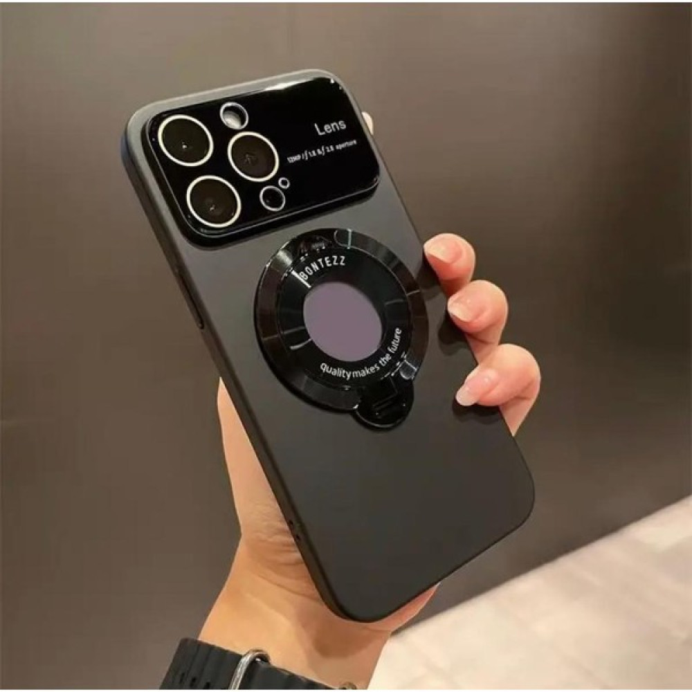 Mi7a Apple iPhone 14 Pro Max Uyumlu Magsafe Kılıf Kamera Lens Korumalı Standlı Kapak - Siyah Cep Telefonu Kılıfı Fiyatı