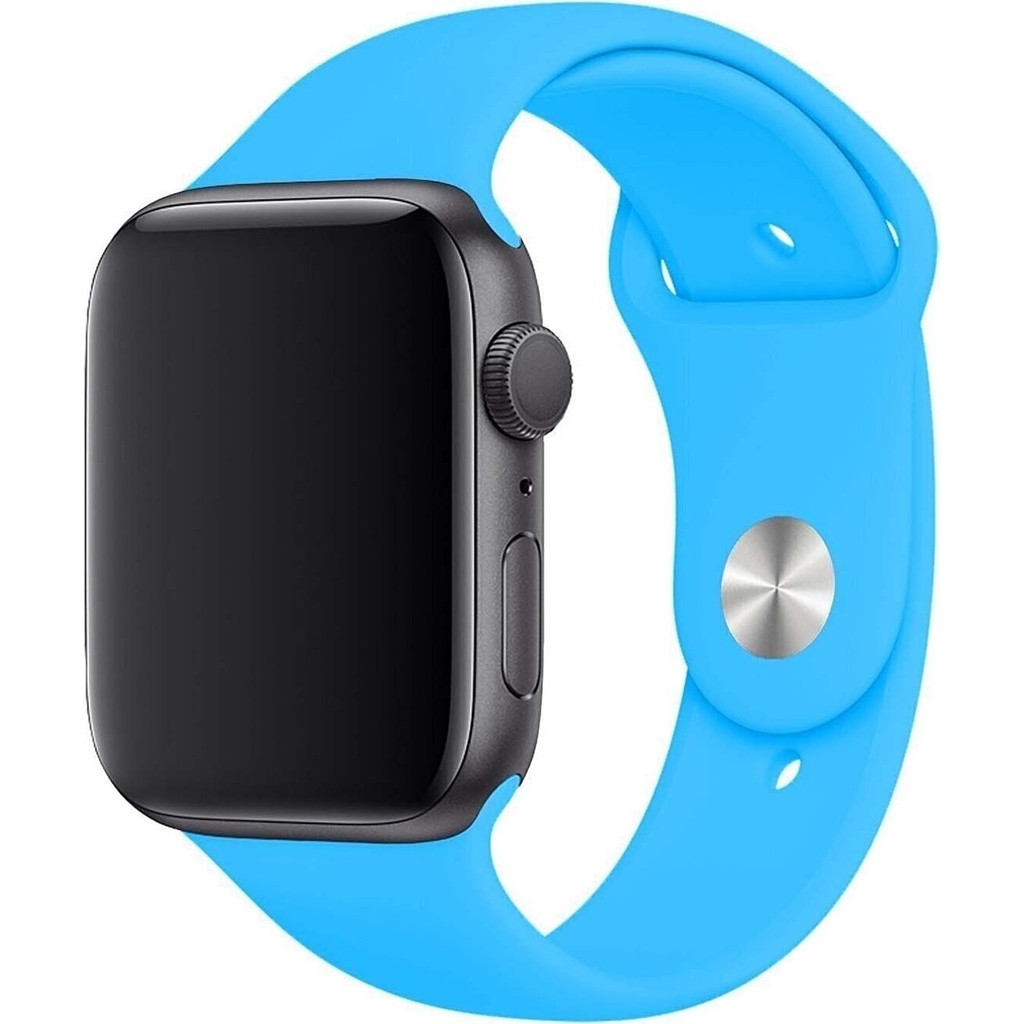 Mi7a Apple Watch Seri 7 6 5 4 3 2 Se 42MM / 44MM / 45MM Uyumlu Spor Silikon Kordon - Açık Mavi Akıllı Saat Aksesuarı Fiyatı